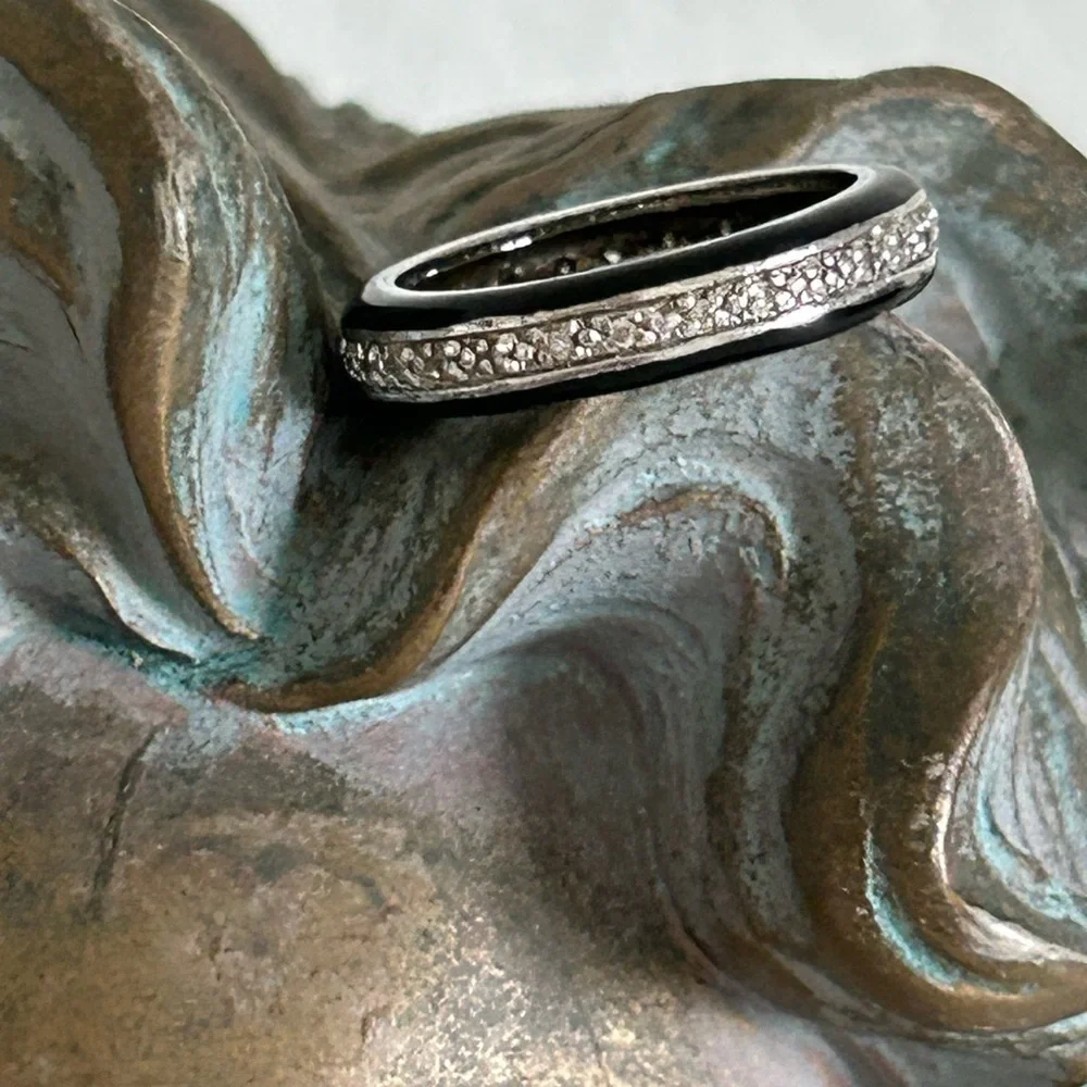 Victoria Wieck Sterling Silver Absolute CZ  Enamel Band Ring 6